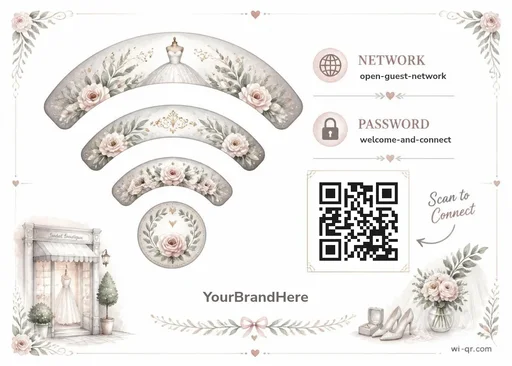 Vintage Wi-Fi sign template for salons & wellness (landscape 1.4:1)