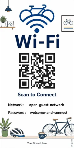 Modern Wi-Fi sign template for cafés & shops (tall 1:2)