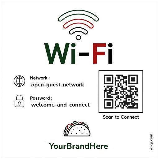 Minimal Latin-style Wi-Fi sign template for restaurants & bars (square)