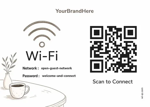 Minimal Wi-Fi sign template for cafés & shops (landscape 1.4:1)
