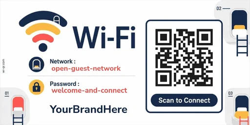 Modern Wi-Fi sign template for stays & guest rooms (wide 2:1)