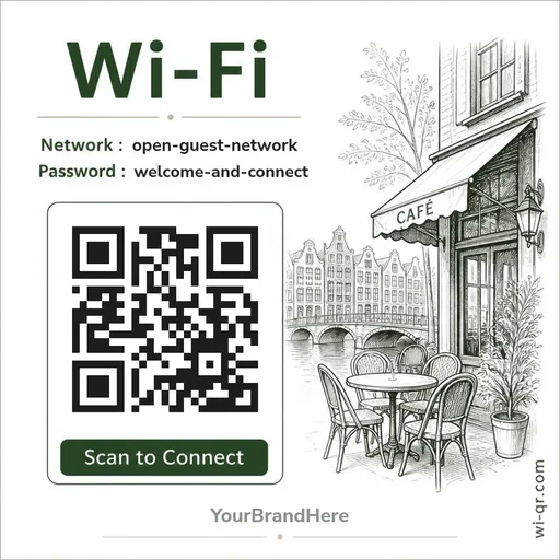 Vintage urban Wi-Fi sign template for cafés & shops (square)