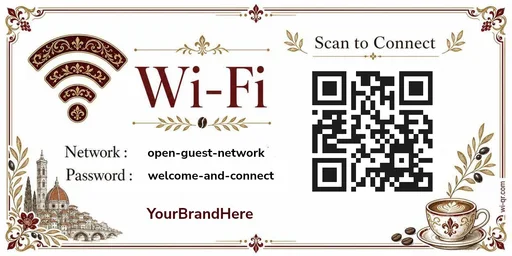 Luxury urban Mediterranean-style Wi-Fi sign template for cafés & shops (wide 2:1)