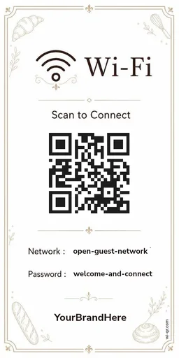 Vintage French-style Wi-Fi sign template for cafés & shops (tall 1:2)