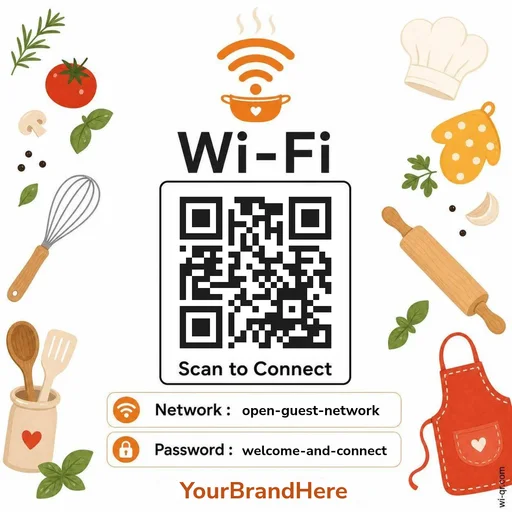 Warm Wi-Fi sign template for restaurants & bars (square)