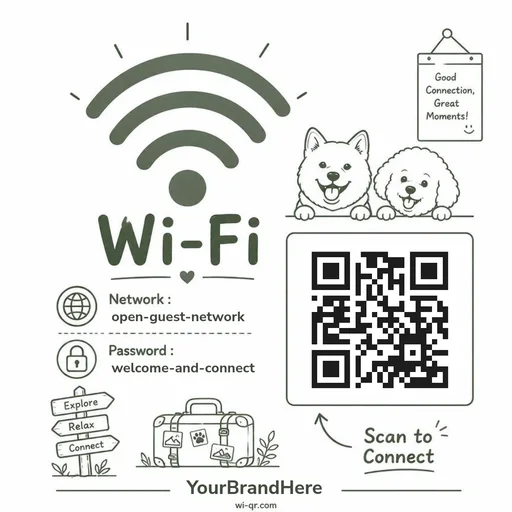 Warm Wi-Fi sign template for stays & guest rooms (square)