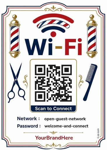 Vintage traditional Wi-Fi sign template for salons & wellness (portrait 1:1.4)