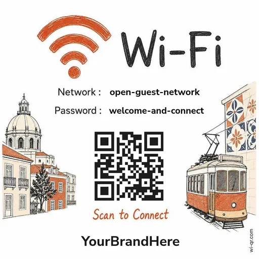 Vintage urban Mediterranean-style Wi-Fi sign template for outdoor & travel spots (square)