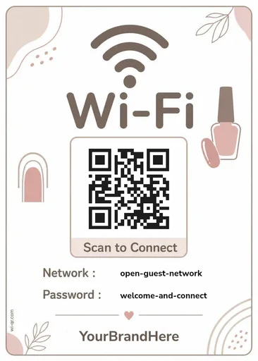 Minimal Wi-Fi sign template for salons & wellness (portrait 1:1.4)