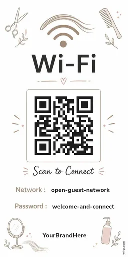 Minimal Wi-Fi sign template for salons & wellness (tall 1:2)