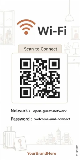 Minimal urban Wi-Fi sign template for stays & guest rooms (tall 1:2)