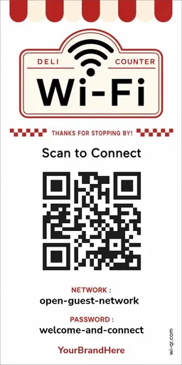 Vintage American-style Wi-Fi sign template for cafés & shops (tall 1:2)
