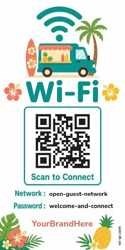 Modern coastal American-style Wi-Fi sign template for restaurants & bars (tall 1:2)
