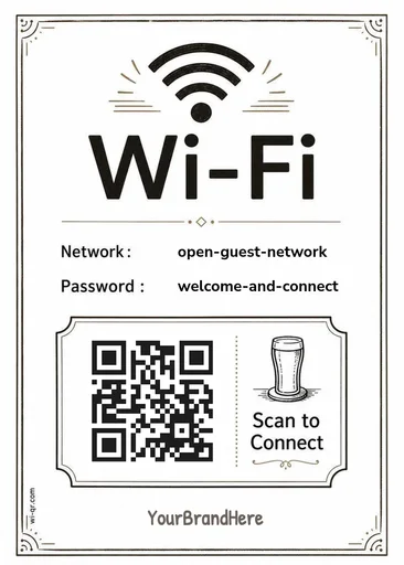 Vintage Wi-Fi sign template for restaurants & bars (portrait 1:1.4)