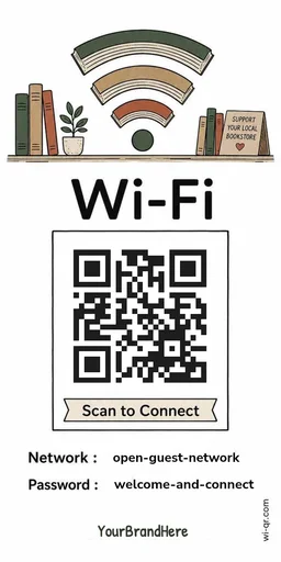 Warm Wi-Fi sign template for cafés & shops (tall 1:2)