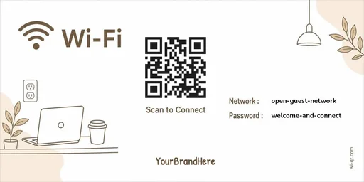 Minimal Wi-Fi sign template for cafés & shops (wide 2:1)