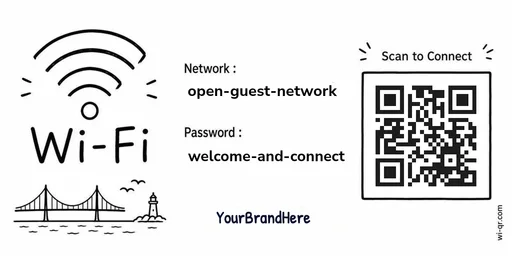 Minimal coastal Wi-Fi sign template (wide 2:1)