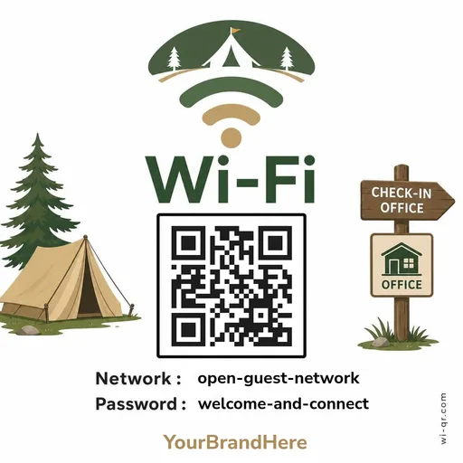 Eco-friendly forest Wi-Fi sign template for outdoor & travel spots (square)
